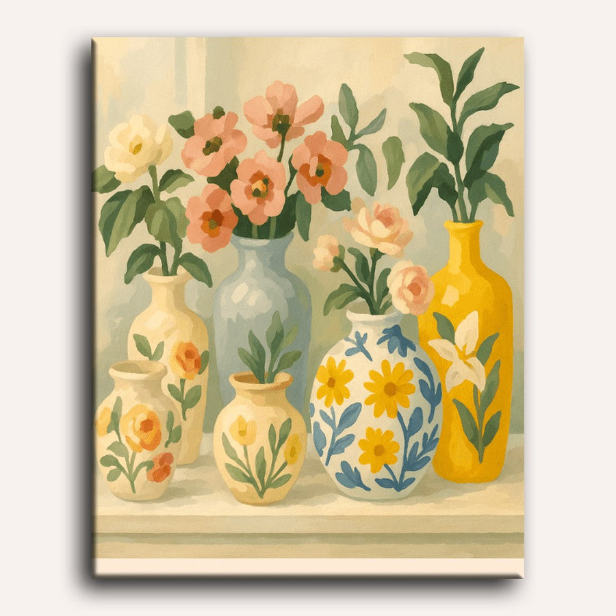 Flowers in Painted Vases | Paint by Numbers