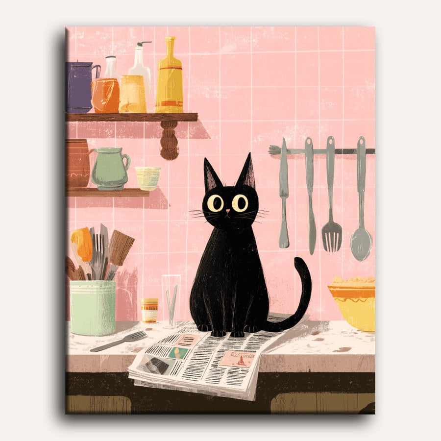 The Black Cat in the Kitchen | Paint by Numbers