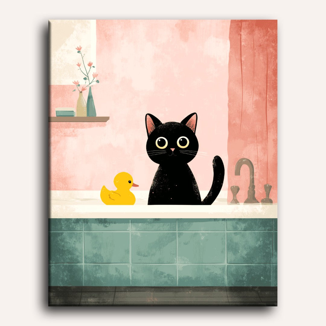 The Black Cat in the Bathroom | Paint by Numbers