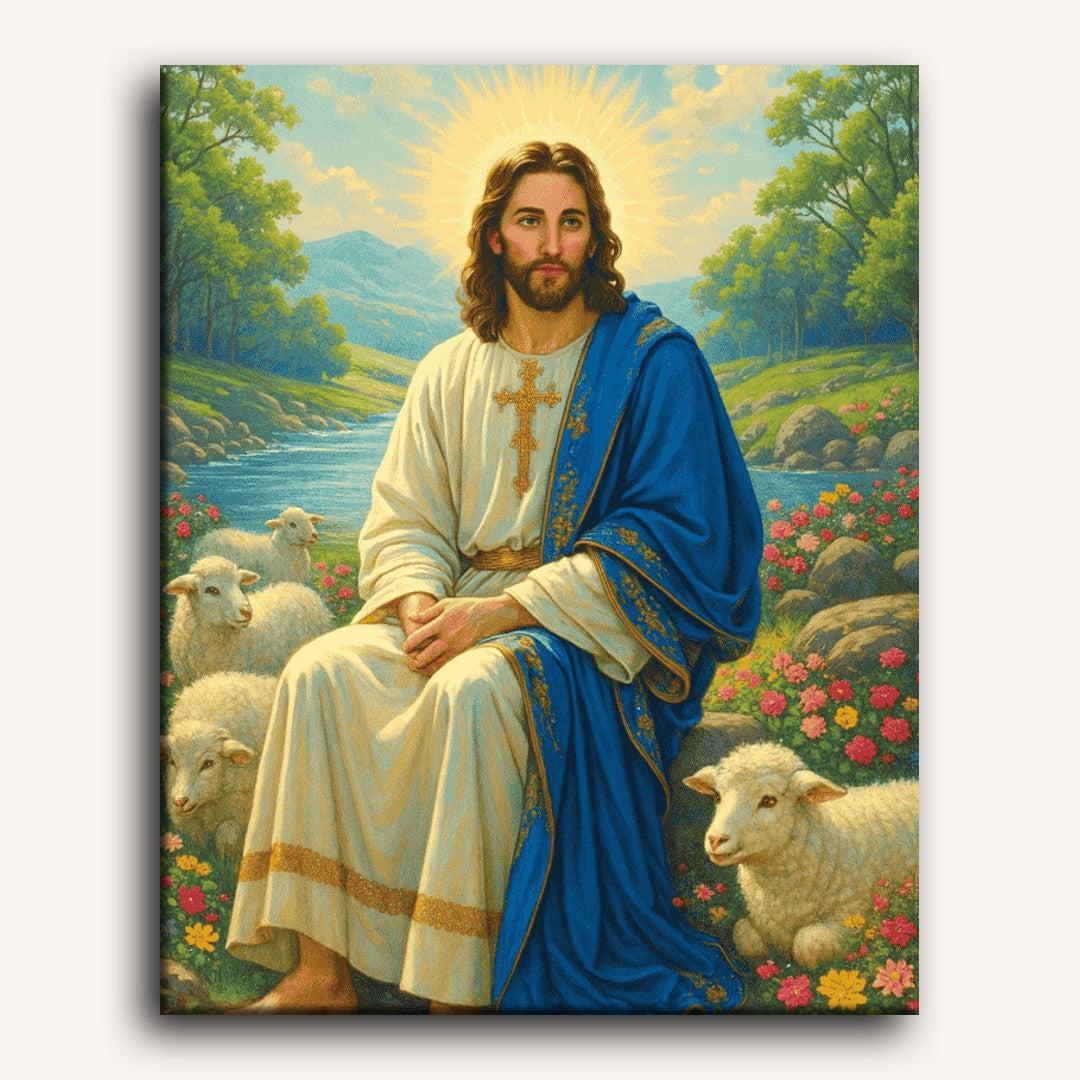Jesus with Lambs | Paint by Numbers