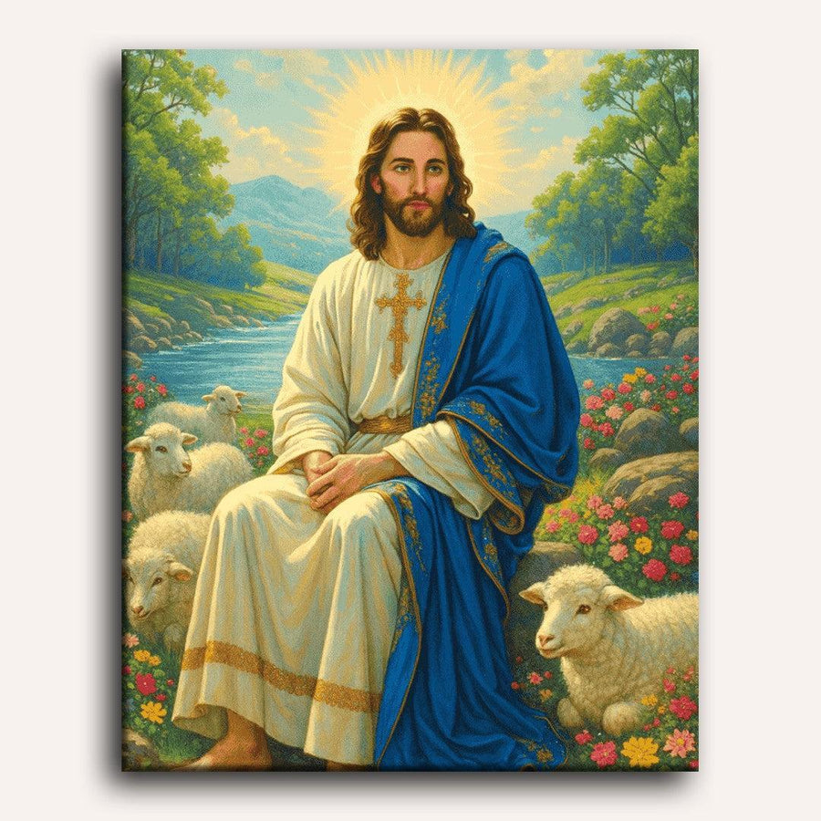 Jesus with Lambs | Paint by Numbers