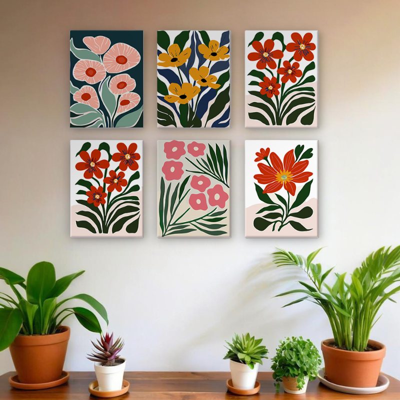 6 Mini Paintings | Gorgeous Flower Set
