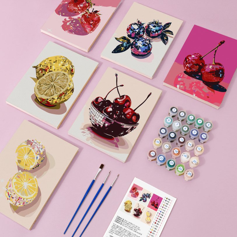 6 Mini Paintings | Disco Fruit Set