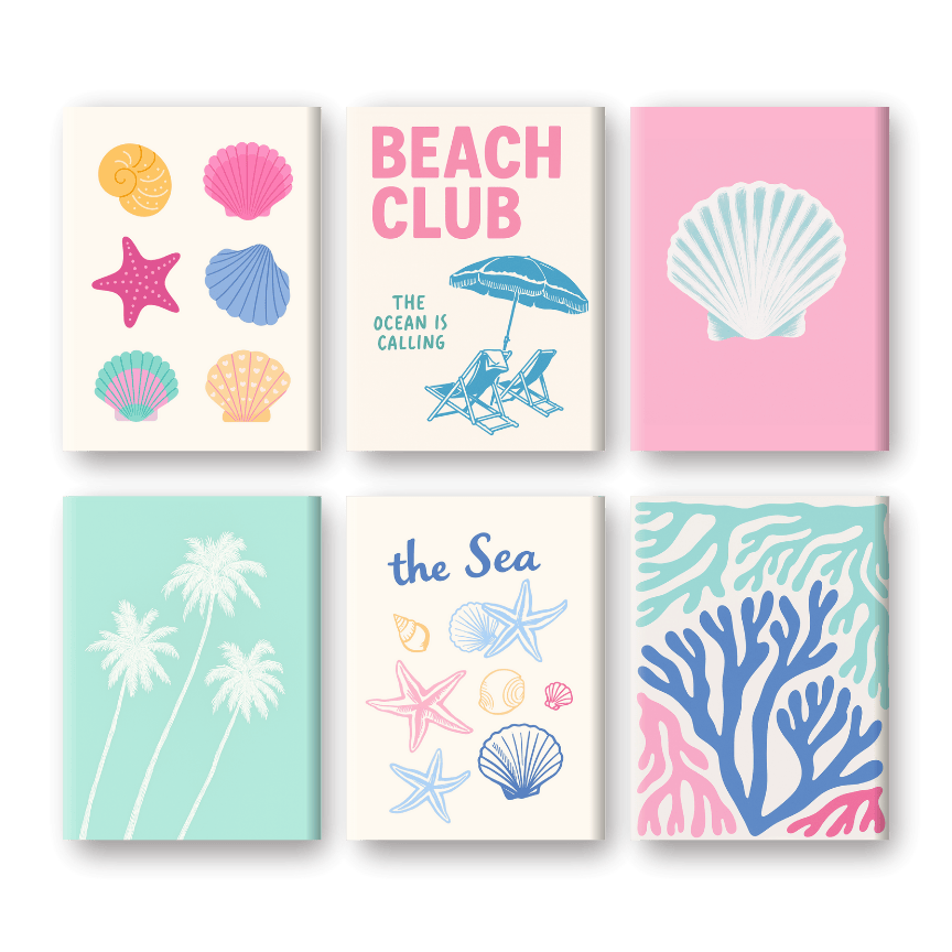 6 Mini Paintings | Beach Club Set