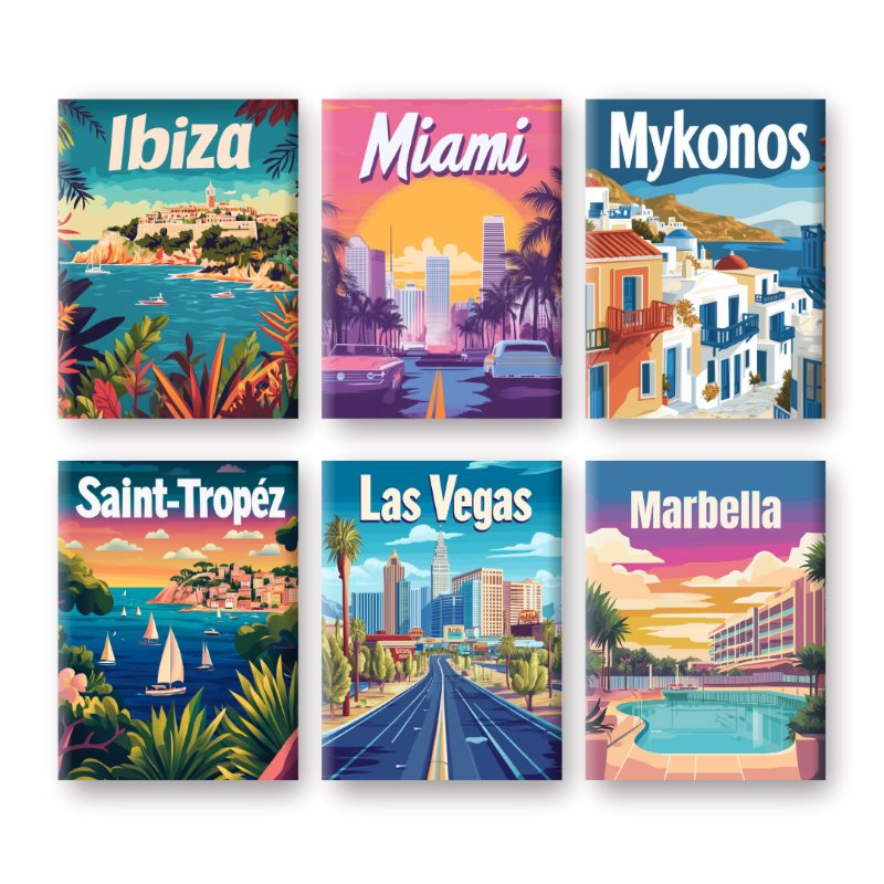 6 Mini Paintings | Travel Poster Set