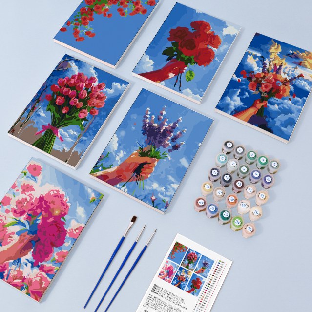 6 Mini Paintings | Bouquets in the Sky Set