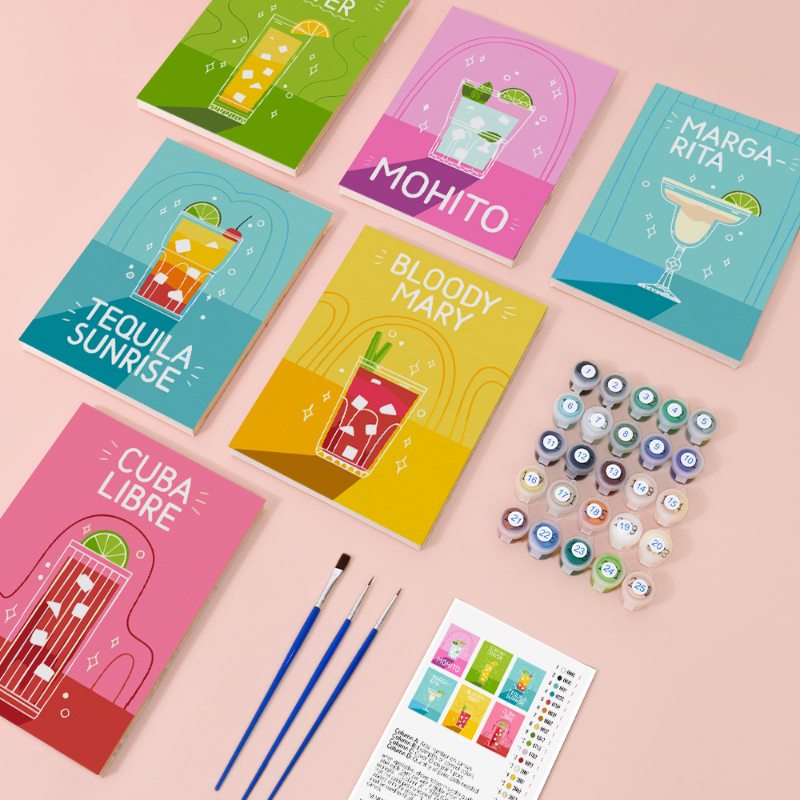 6 Mini Paintings | Paint & Pour Cocktail Set