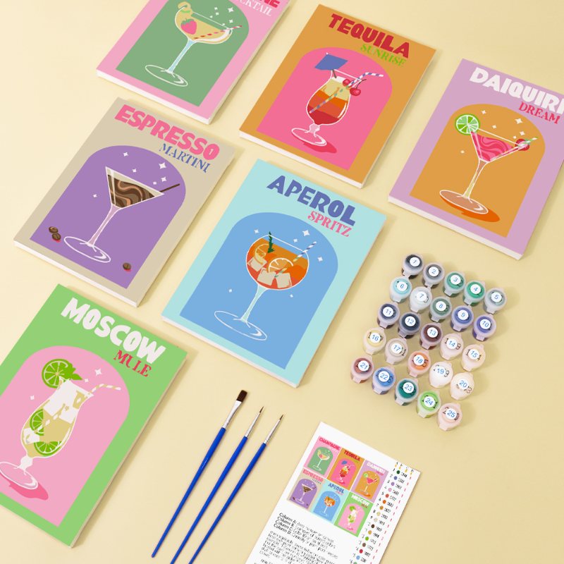 6 Mini Paintings | Sip & Paint Cocktail Set