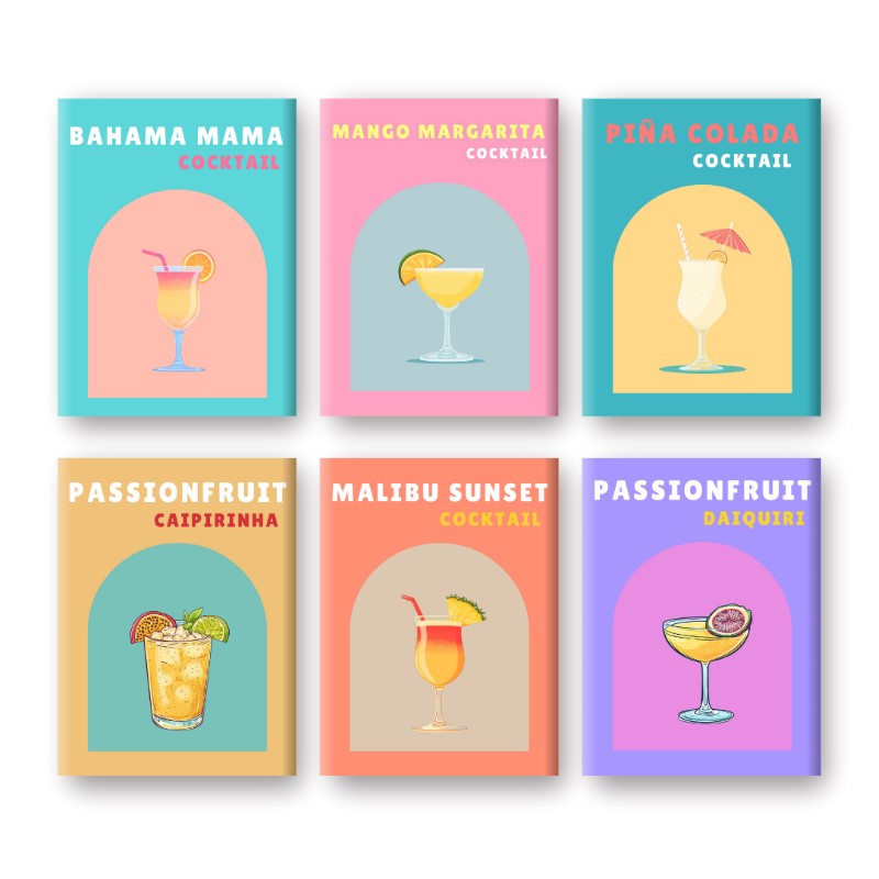 6 Mini Paintings | Tropical Cocktail Set