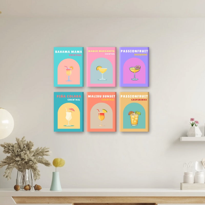 6 Mini Paintings | Tropical Cocktail Set