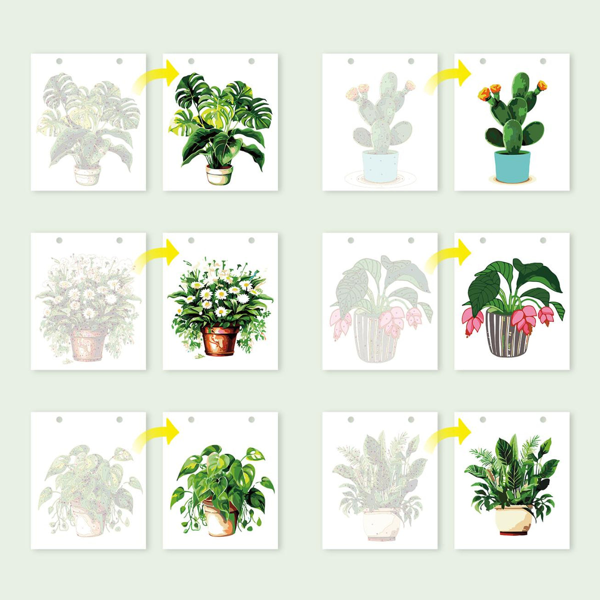 12 Mini Paintings | Plants Calendar Set