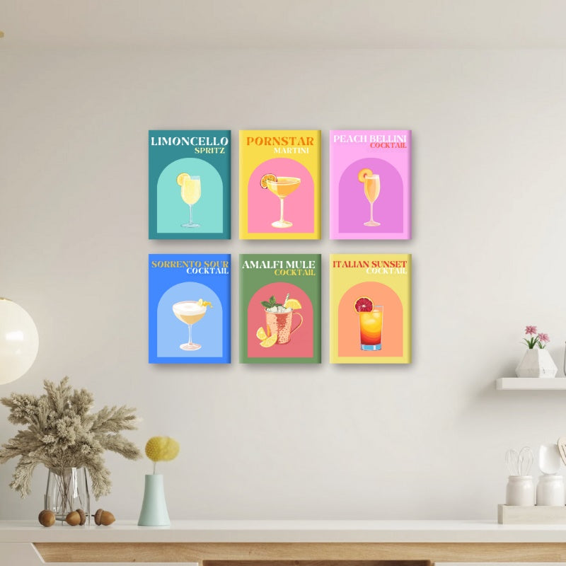6 Mini Paintings | Italian Summer Cocktail Set