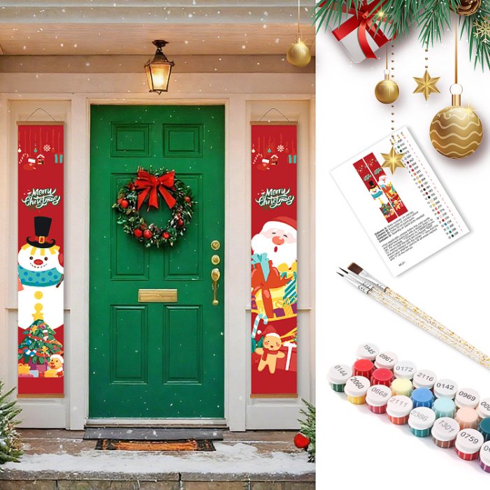 Paint by Number Door Panels – Santa & Snowman Set