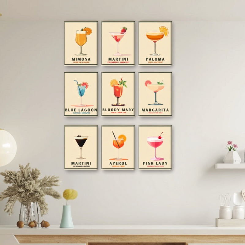 9 Mini Paintings | Pastel Cocktail Set