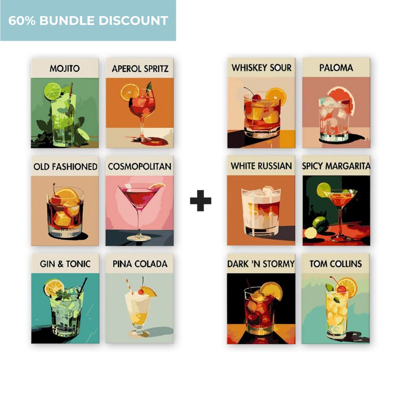 12 Mini Paintings | Deluxe Cocktail Set