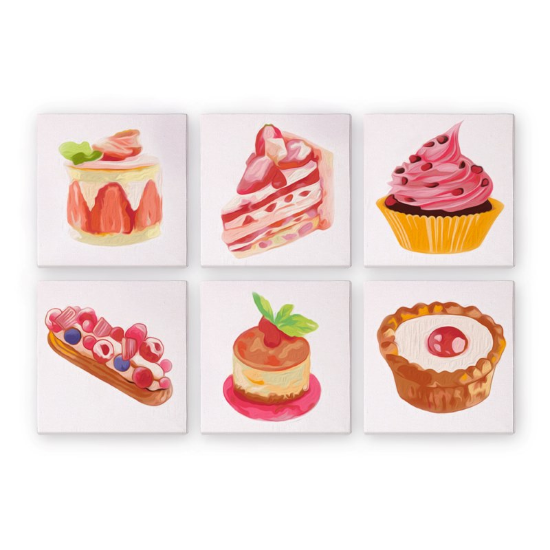 6 Mini Paintings | Pastries Set