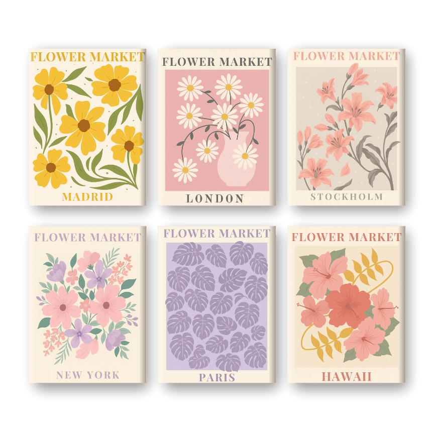 6 Mini Paintings | Flower Market Set