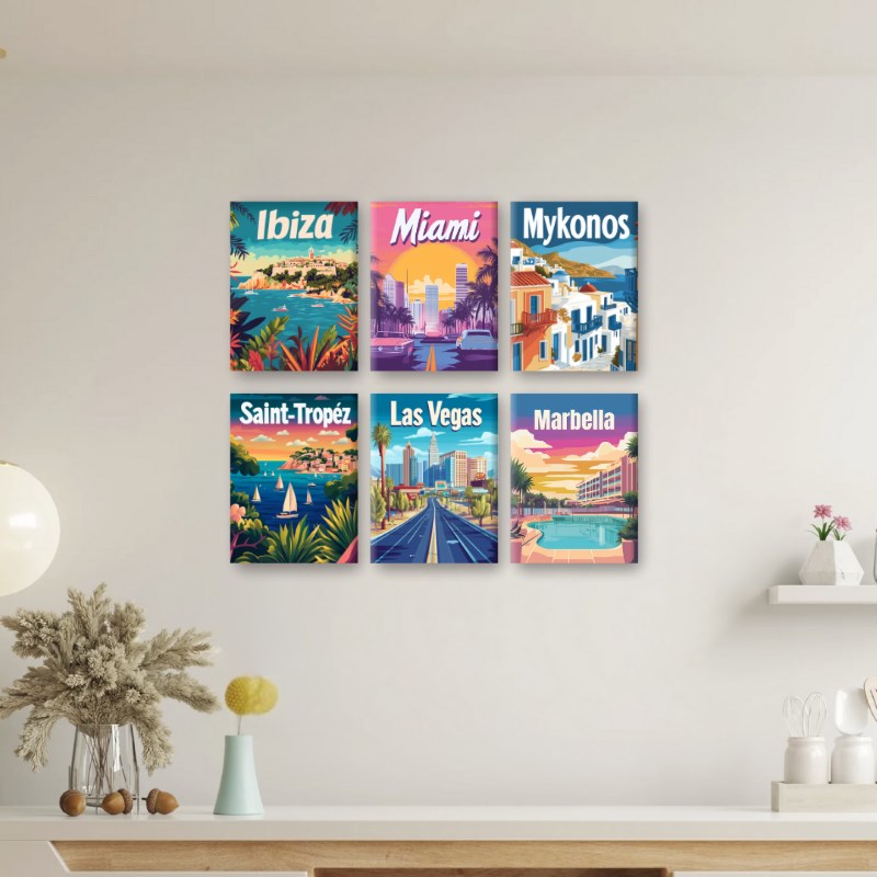 6 Mini Paintings | Travel Poster Set