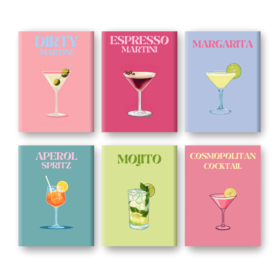 6 Mini Paintings | Elegant Cocktail Set