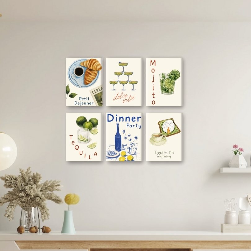 6 Mini Paintings | Food & Drinks Set