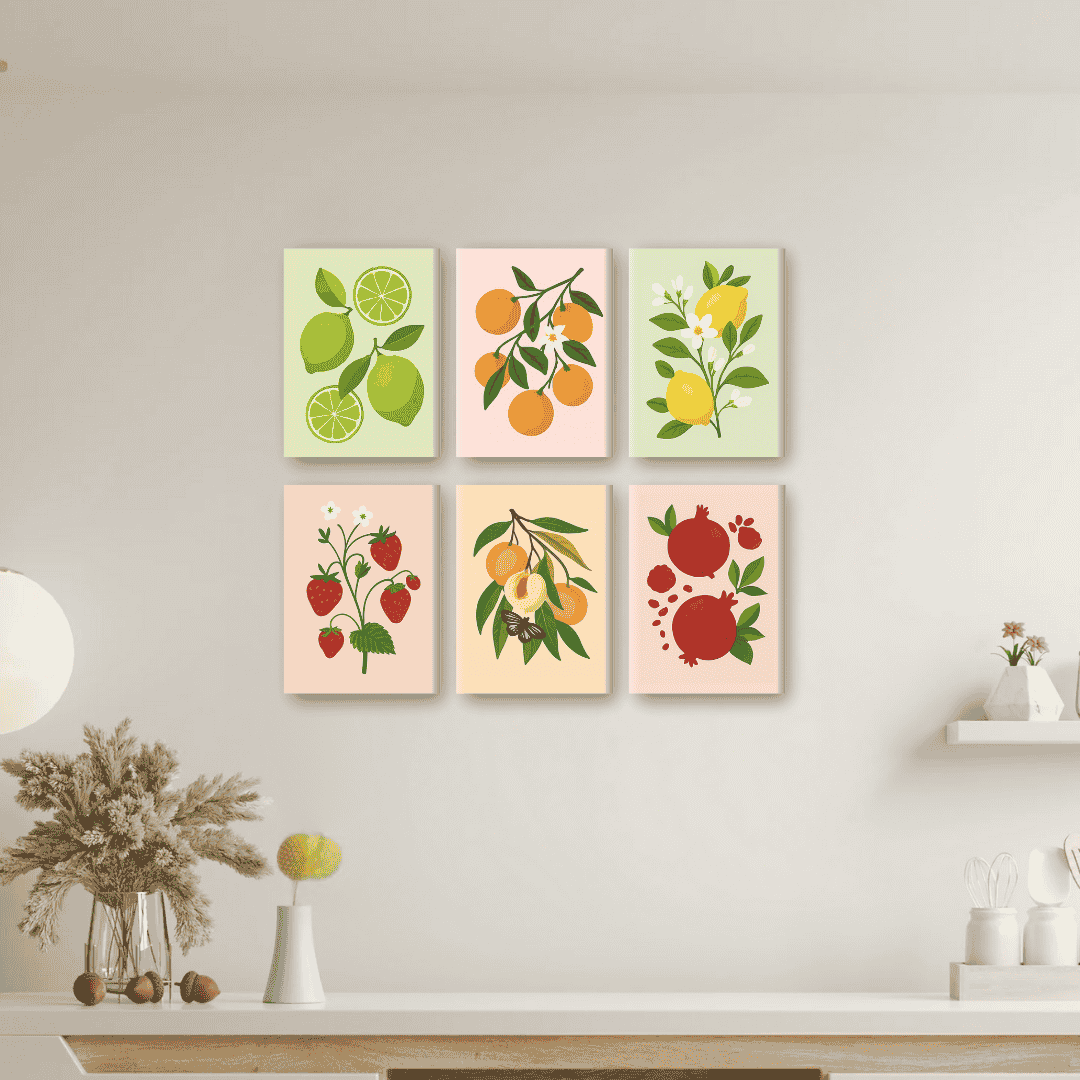 6 Mini Paintings | Fruit Plant Set