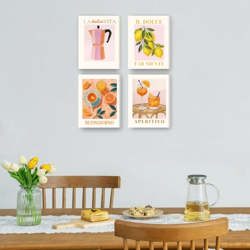 4 Mini Paintings | Italian Dolce Vita Set