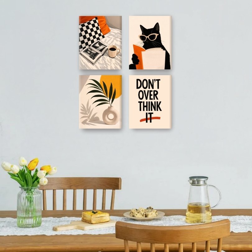 4 Mini Paintings | Modern Living Set