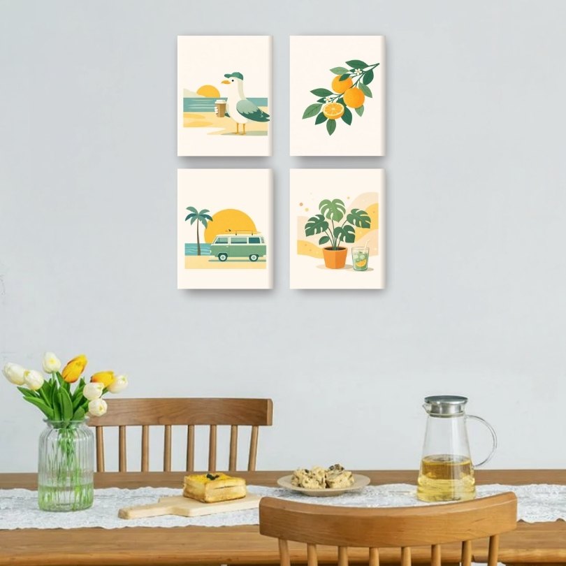 4 Mini Paintings | Sunny Escape Set