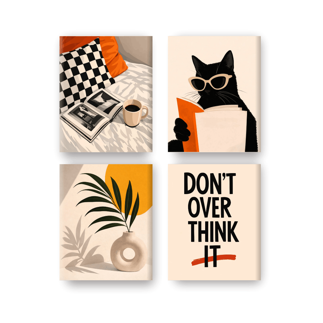 4 Mini Paintings | Modern Living Set