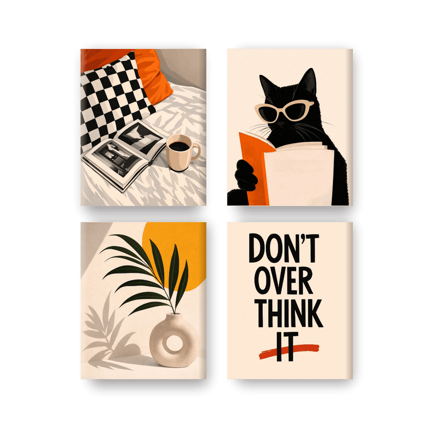 4 Mini Paintings | Modern Living Set