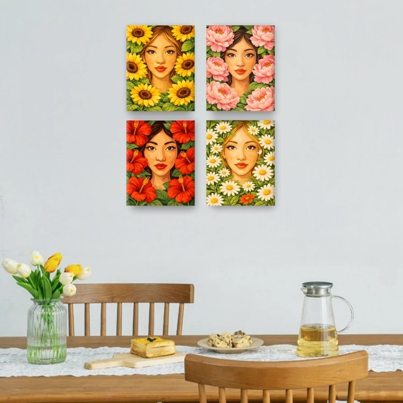 4 Mini Paintings | Flower Life Set