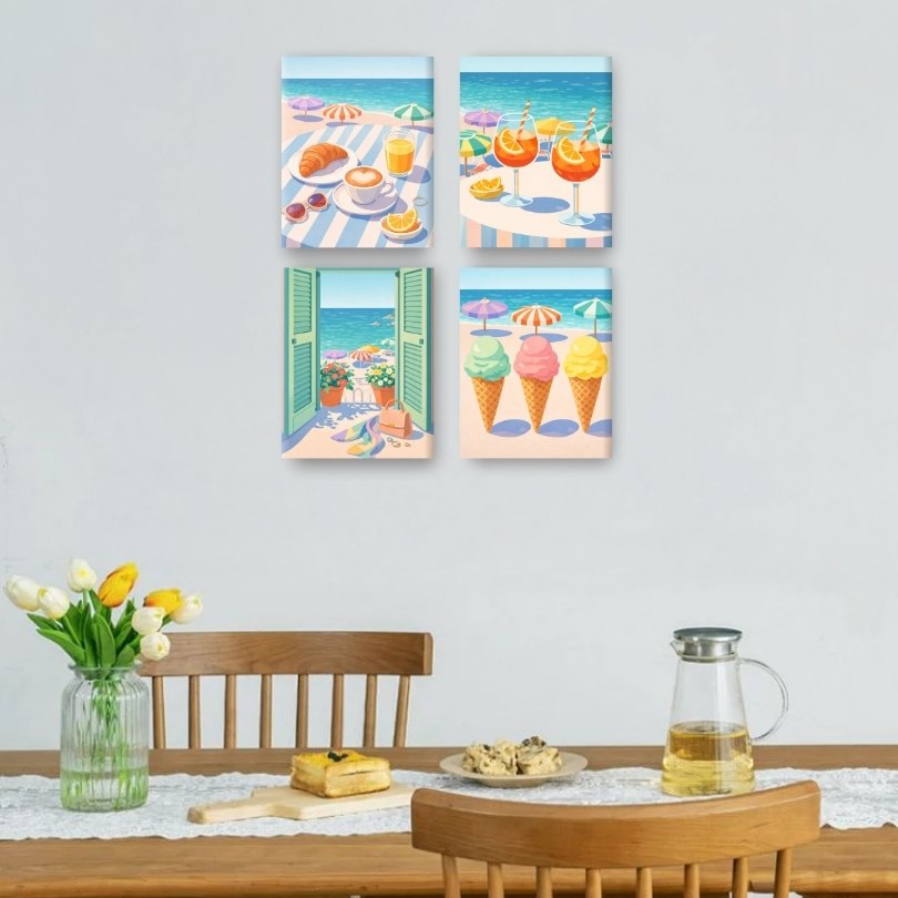 4 Mini Paintings | Beach & Summer Set