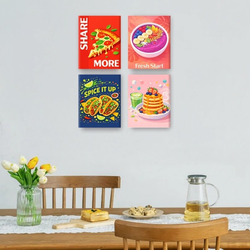 4 Mini Paintings | Favorite Food Set