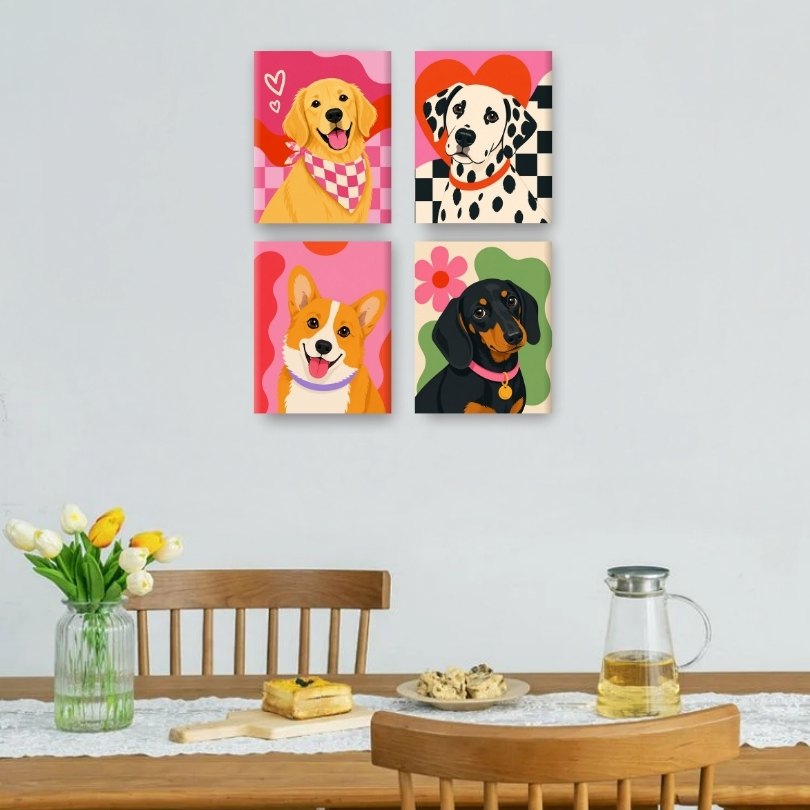 4 Mini Paintings | Dog Squad Set