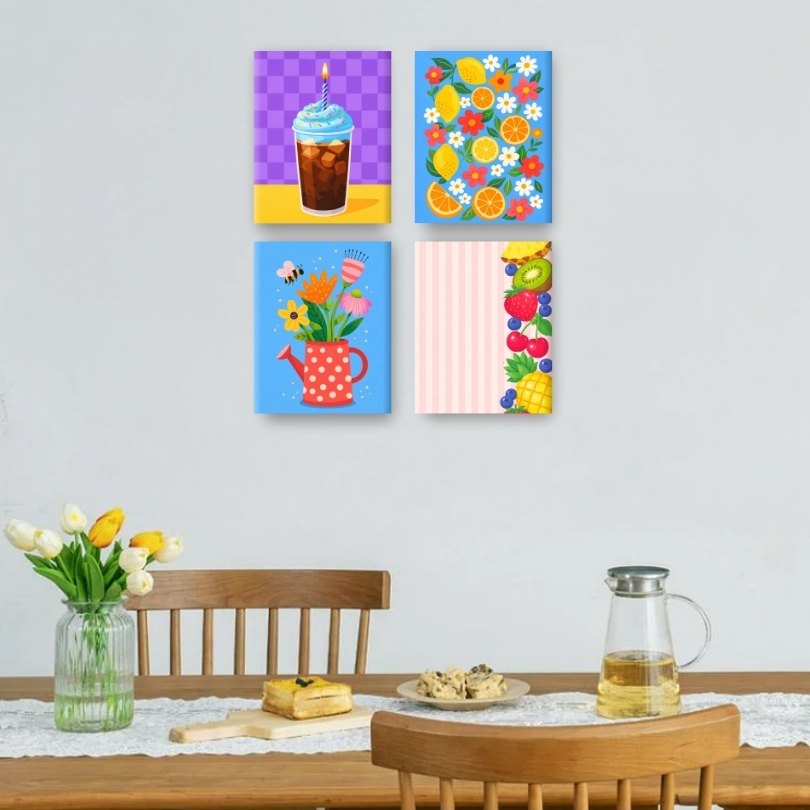 4 Mini Paintings | Fresh & Fruity Set