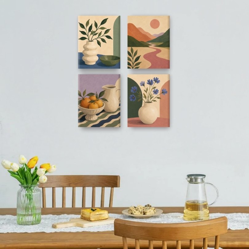 4 Mini Paintings | Harvest Table Set