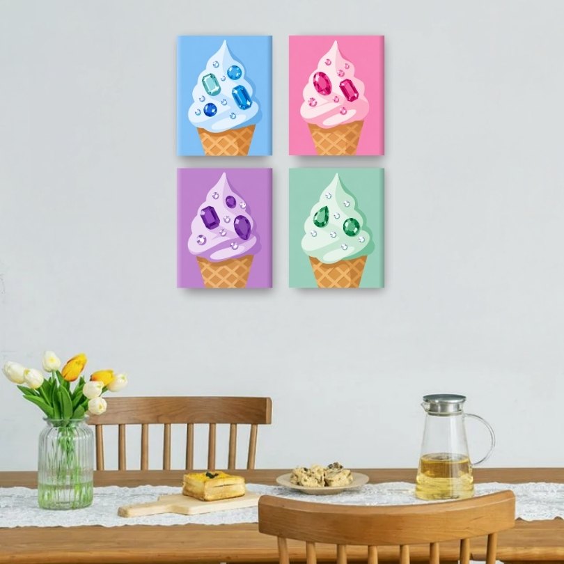 4 Mini Paintings | Jewel Ice-creams Set