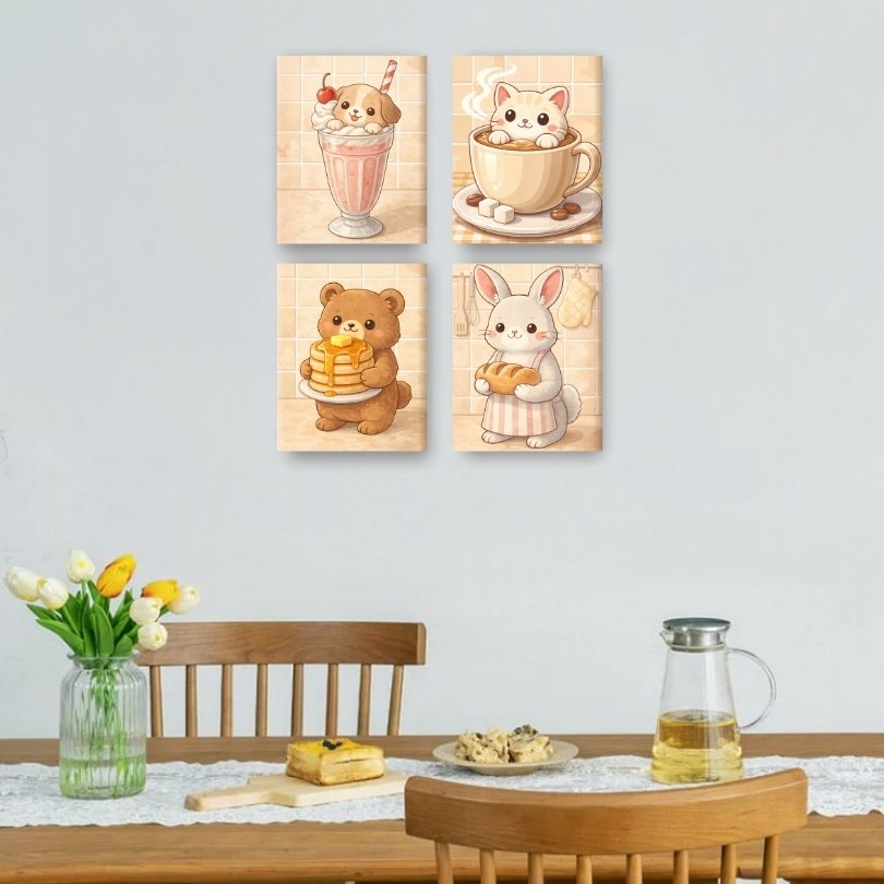 4 Mini Paintings | Cute Animals Set