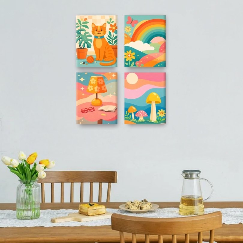 4 Mini Paintings | Rainbow Dreams Set