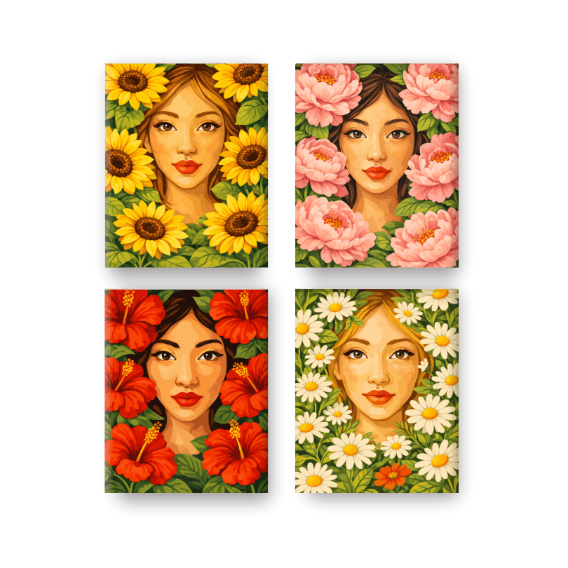 4 Mini Paintings | Flower Life Set