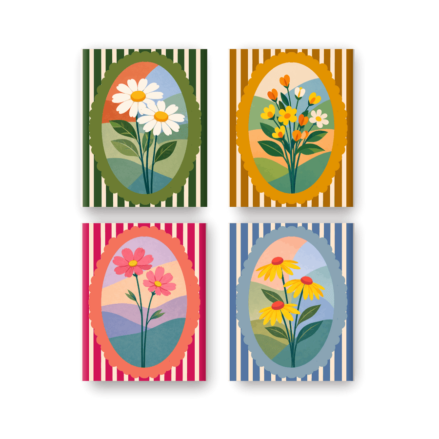 4 Mini Paintings | Flowers Set