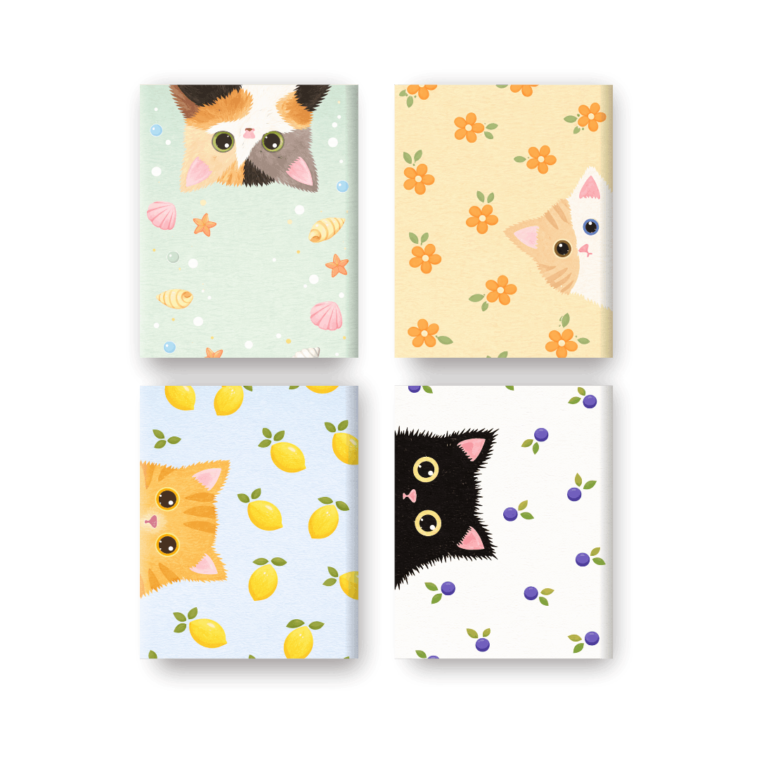 4 Mini Paintings | Peekaboo Cats Set