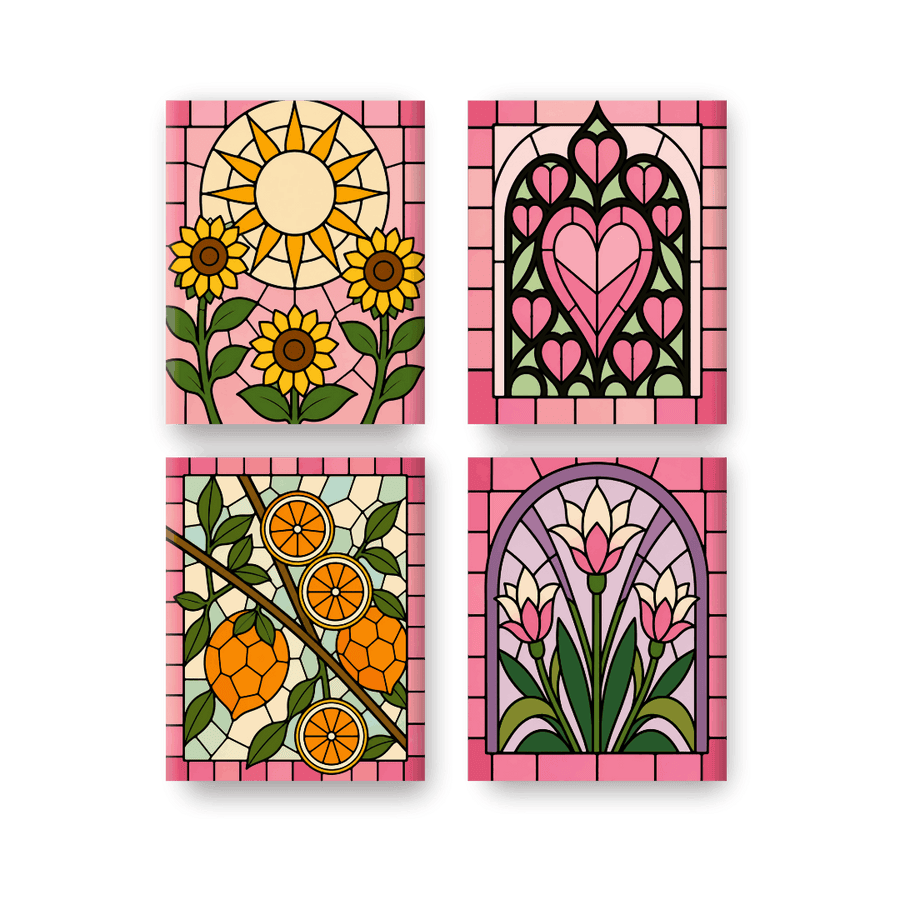 4 Mini Paintings | Stained Glass Set