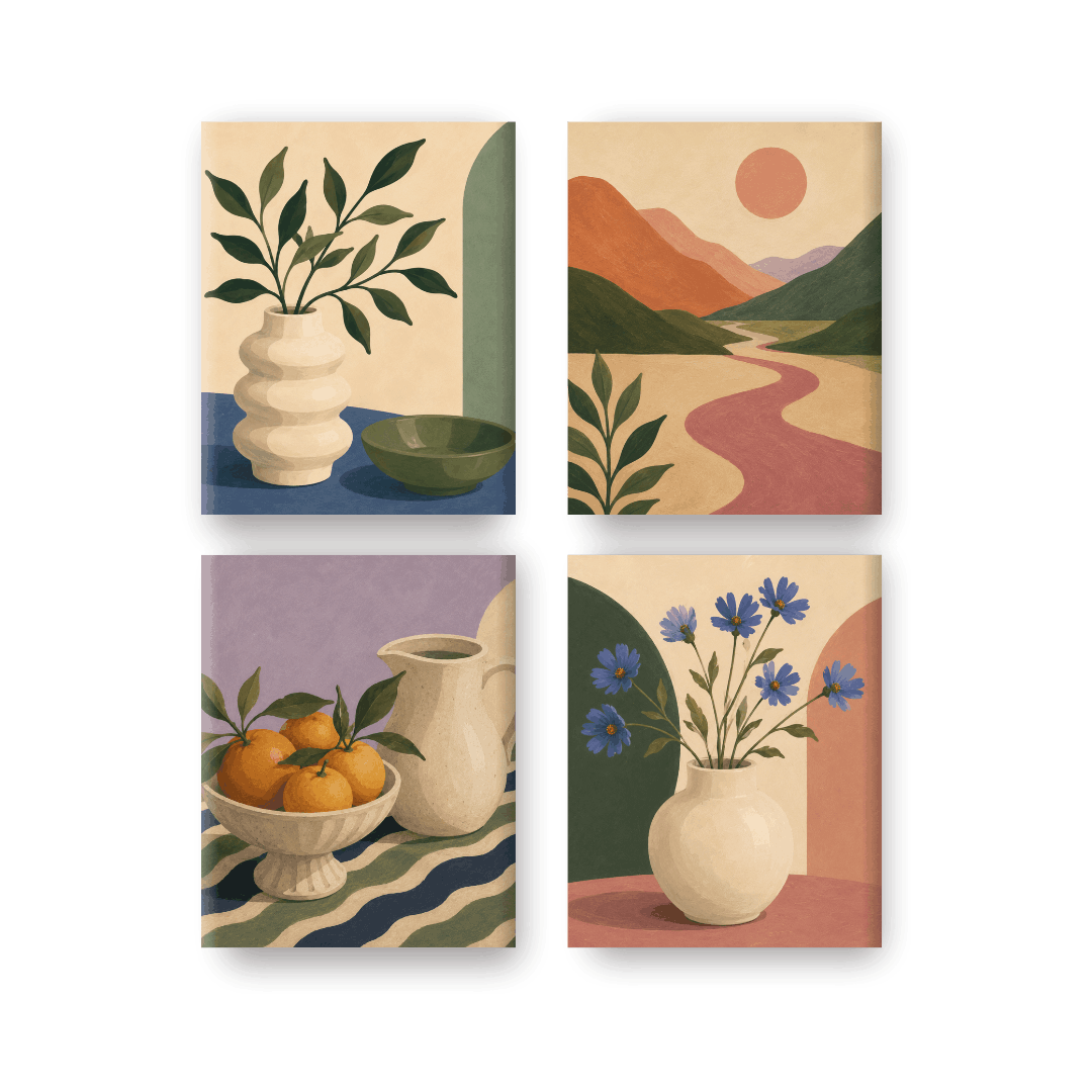 4 Mini Paintings | Harvest Table Set