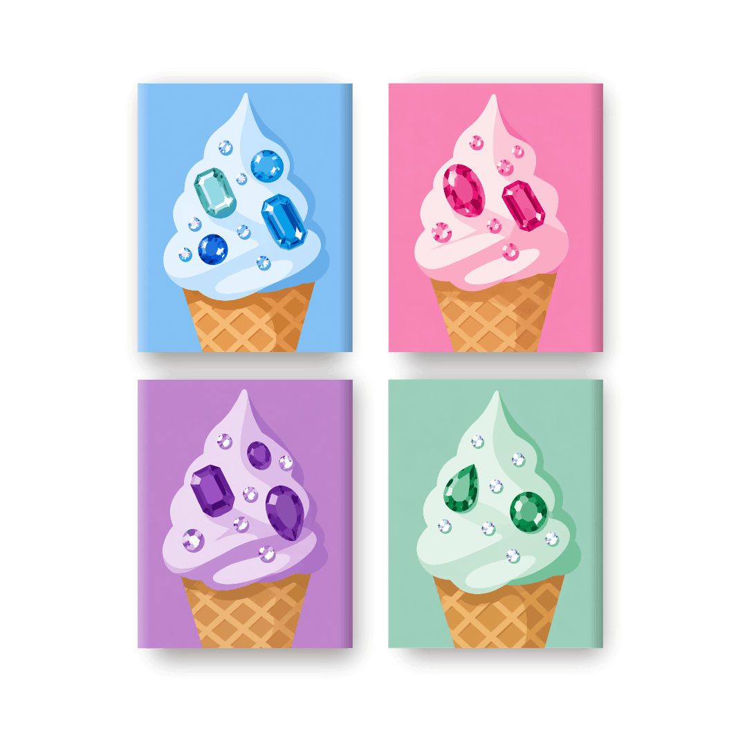 4 Mini Paintings | Jewel Ice-creams Set