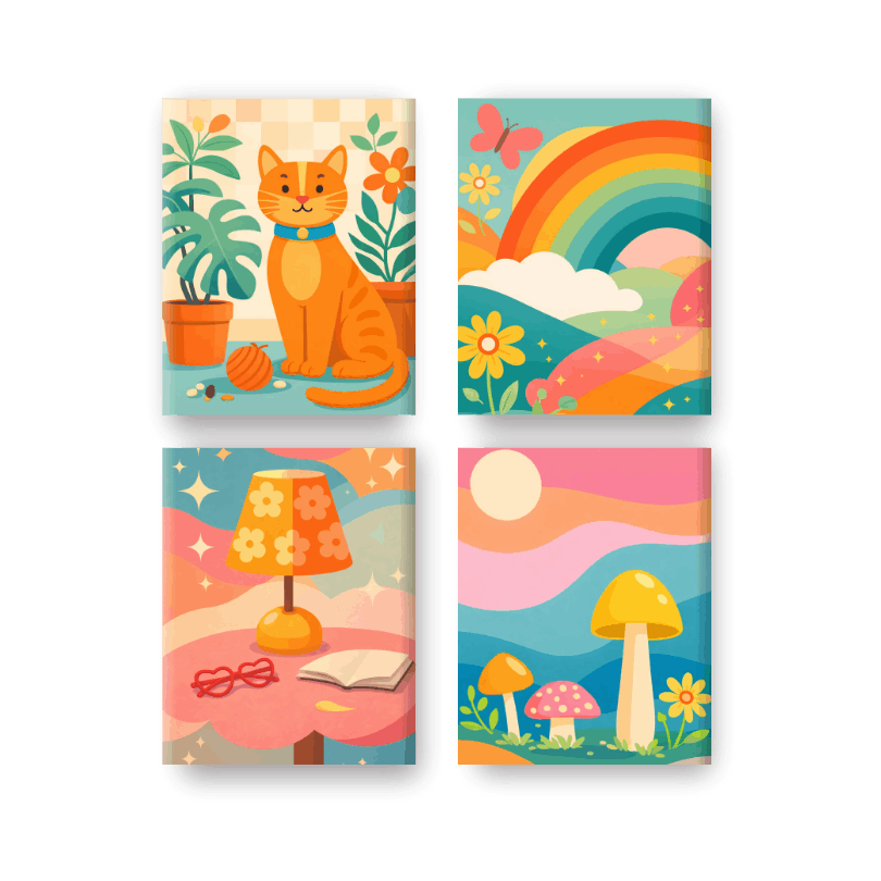 4 Mini Paintings | Rainbow Dreams Set
