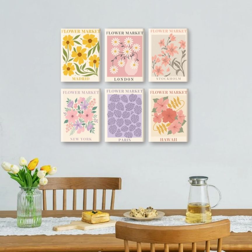 6 Mini Paintings | Flower Market Set