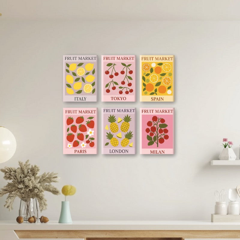 6 Mini Paintings | Fruit Market Set