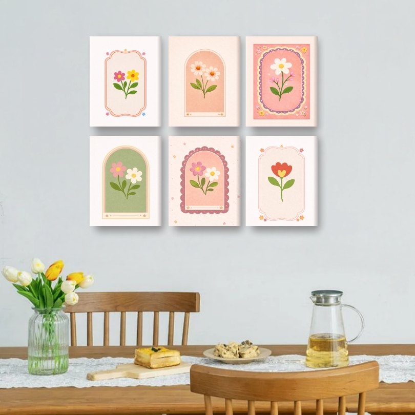 6 Mini Paintings | Spring Flowers Set