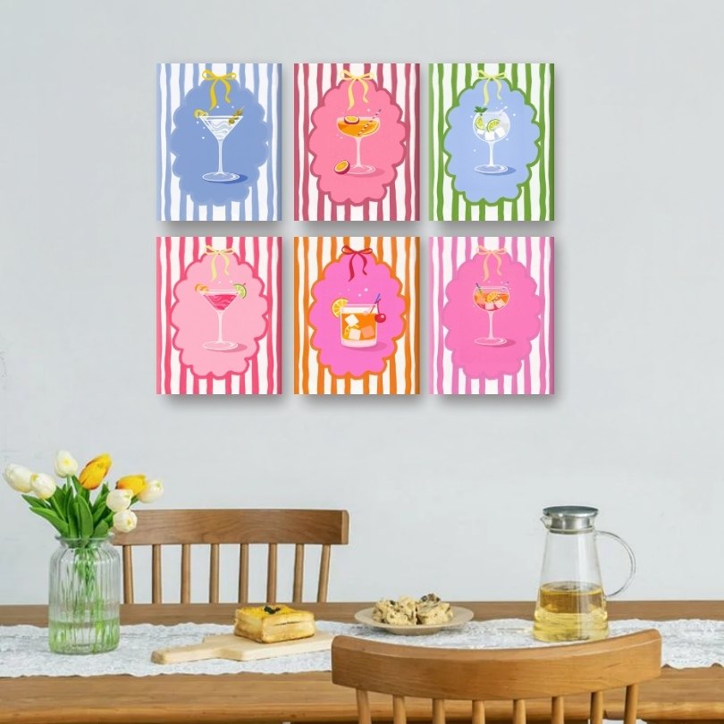 6 Mini Paintings | Trendy Cocktails Set
